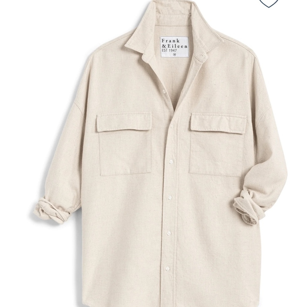 NWOT Frank & Eileen McLoghlin Oversize Shirt Natural Brushed Italian Canvas M/L